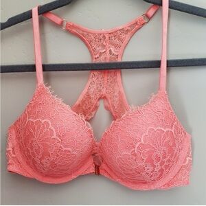 Victoria's Secret Razorback Front Clasp Laced Lined Demi Bra NWT 34D